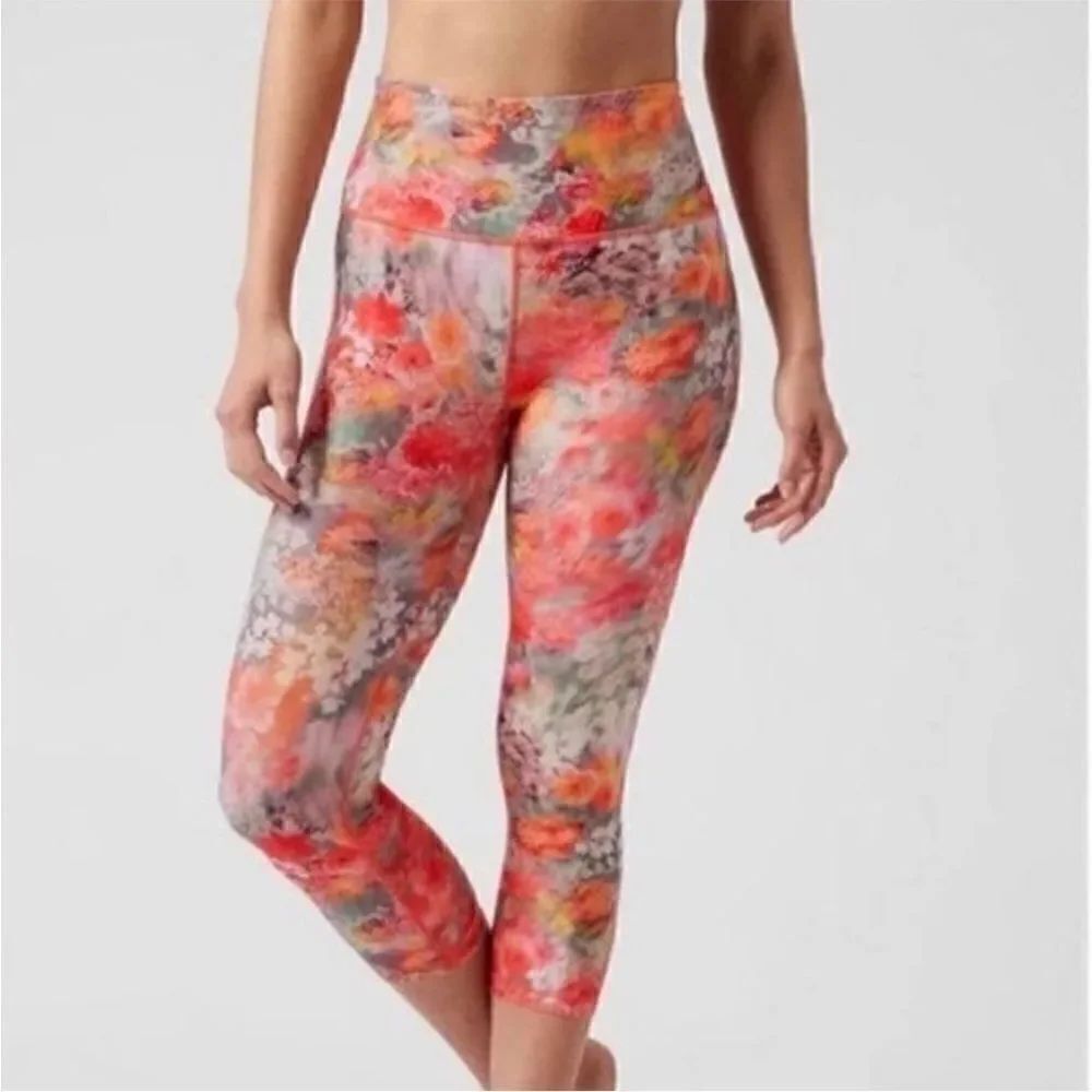 Athleta Floral Elation Capri Leggings Women Size L